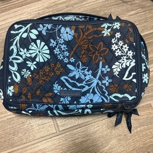Vera Bradley Floral Cosmetic Bag - Blue and Brown